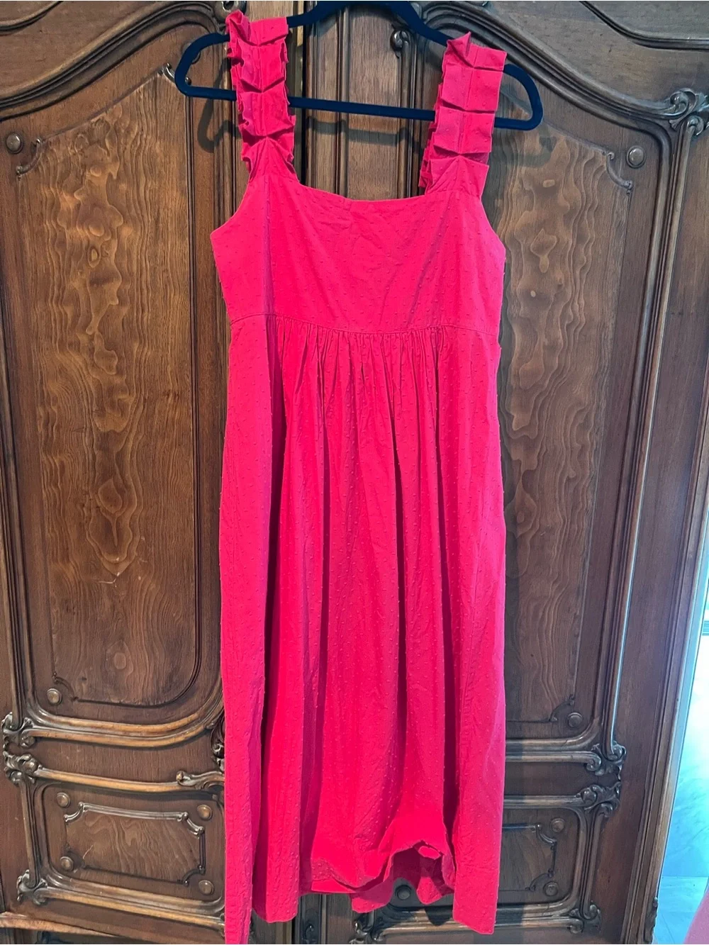 LAKE Pajamas Lolly Midi Dress in Heatwave | 100% Cotton Swiss Dot | Size Medium